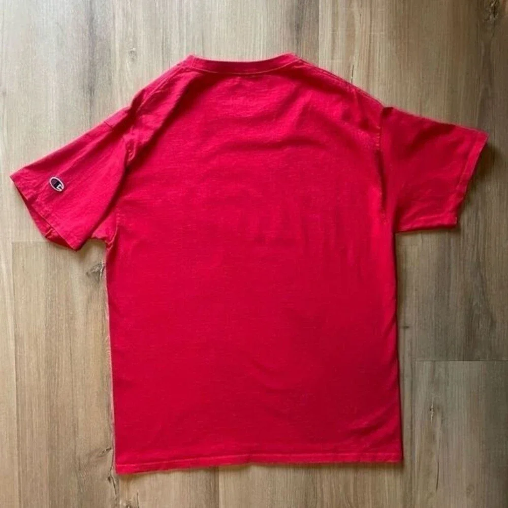 Champion T Shirt Mens Hood Aesthetic Graphic Script Red Large - Picture 6 of 8